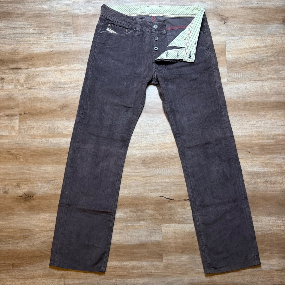 Diesel Viker Corduroy Pants Mens 30 Brown Straight Leg Button Fly Preppy 0031T